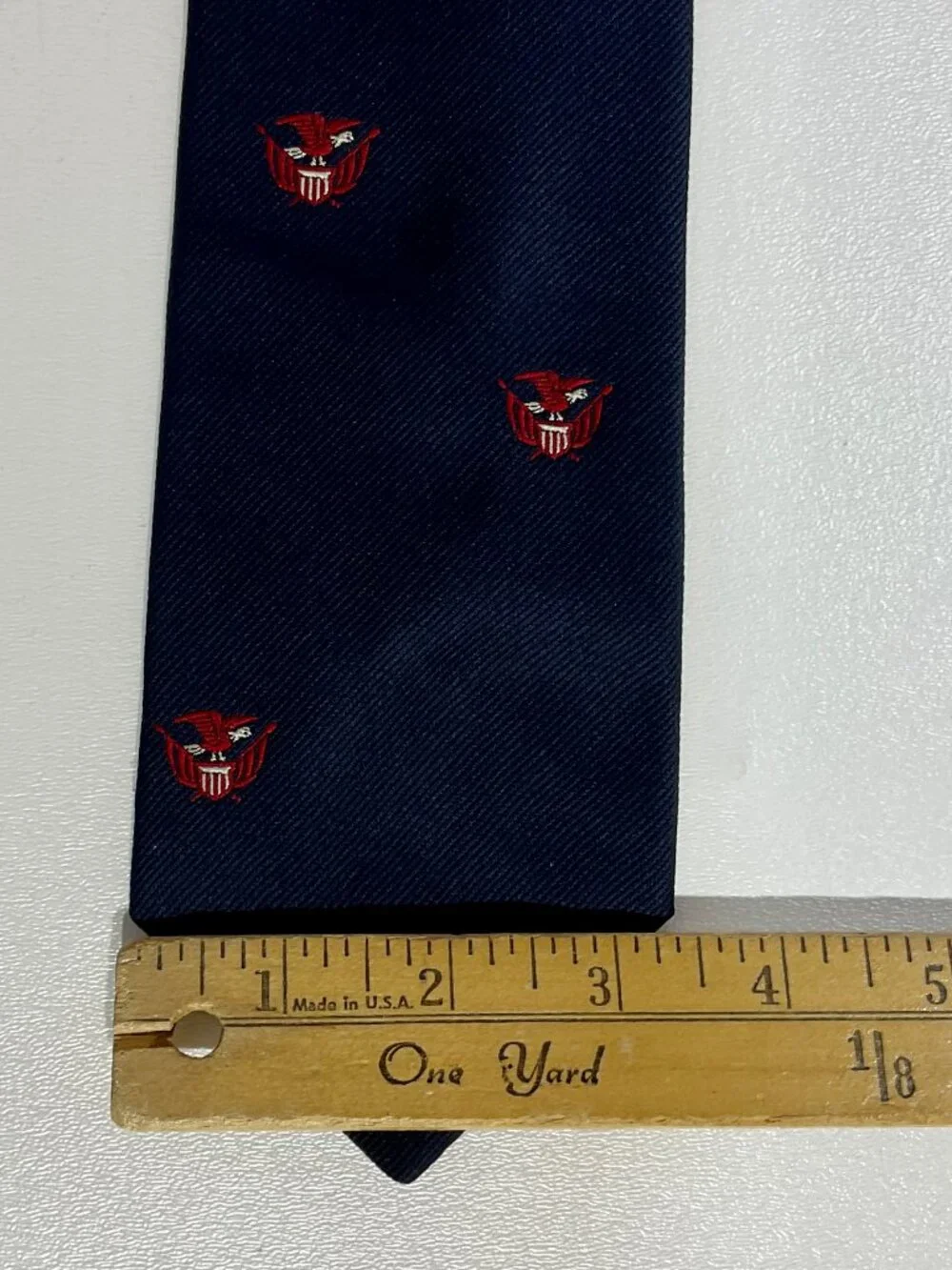 Razor Mens Navy Blue Tie with Patriotic Eagle USA Embroidered Pattern